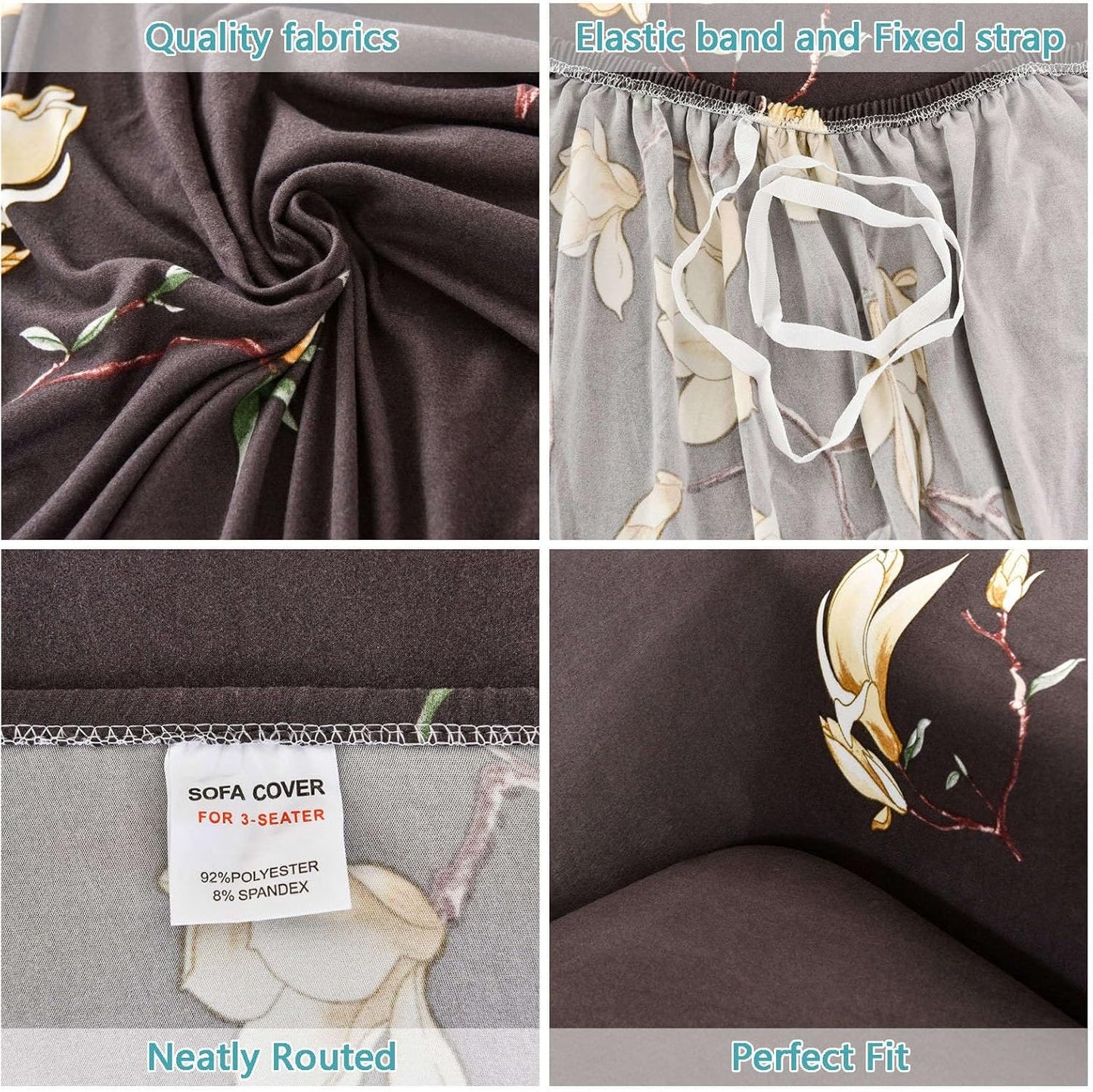 Brown Flooral - Luxury Quality Strechable & Dust-proof Sofa Cover