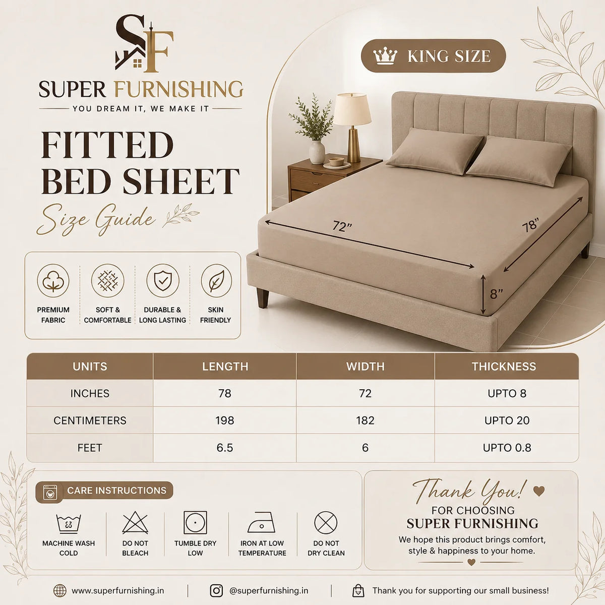 Blue Floral Cotton Elastic Fitted King Size Double Bed Bedsheet with 2 Pillow Covers - SUPER FURNISHING BUY 1 GET 1 FREE