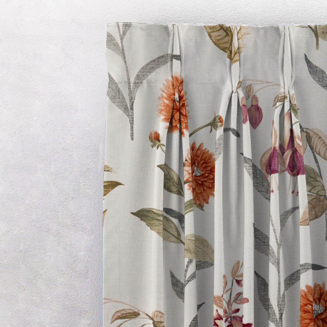 Elegant Floral Print Room Darkening Curtains Set of 2 DS90B