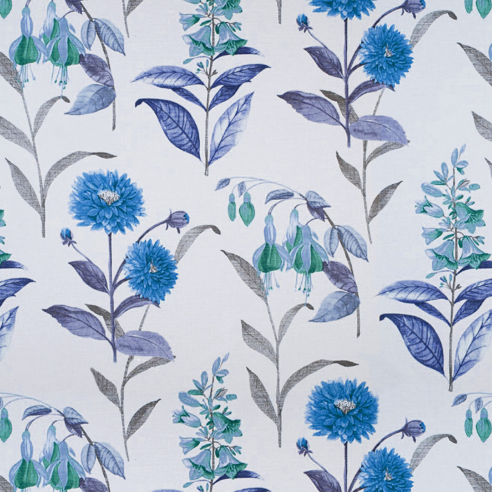 Sunny Delight Floral Powder Blue Heavy Satin Room Darkening Curtains Set Of 2 - (DS90D)
