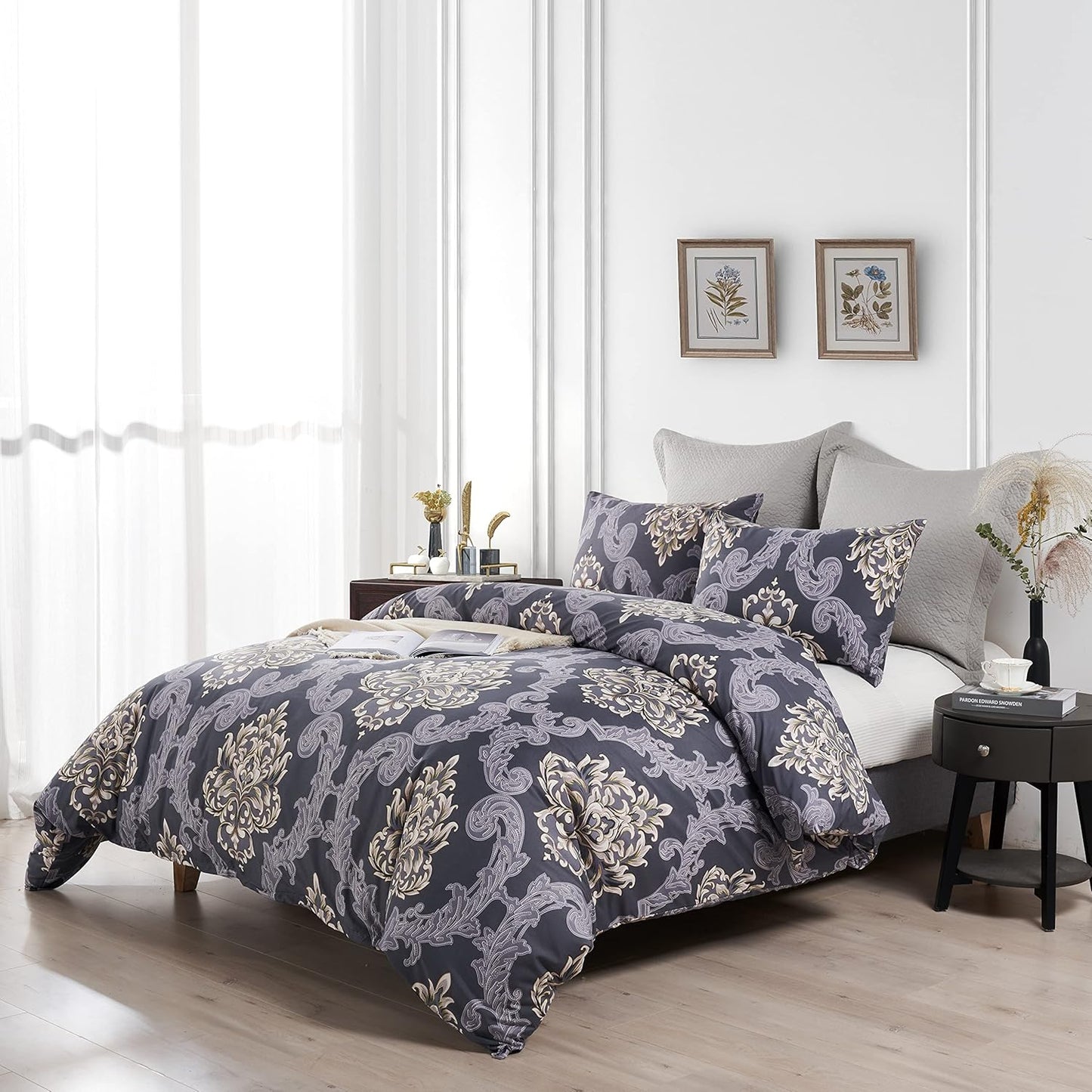 Royal Gold Damask/ Pure Cotton King Size Bedsheet - Super Furnishing