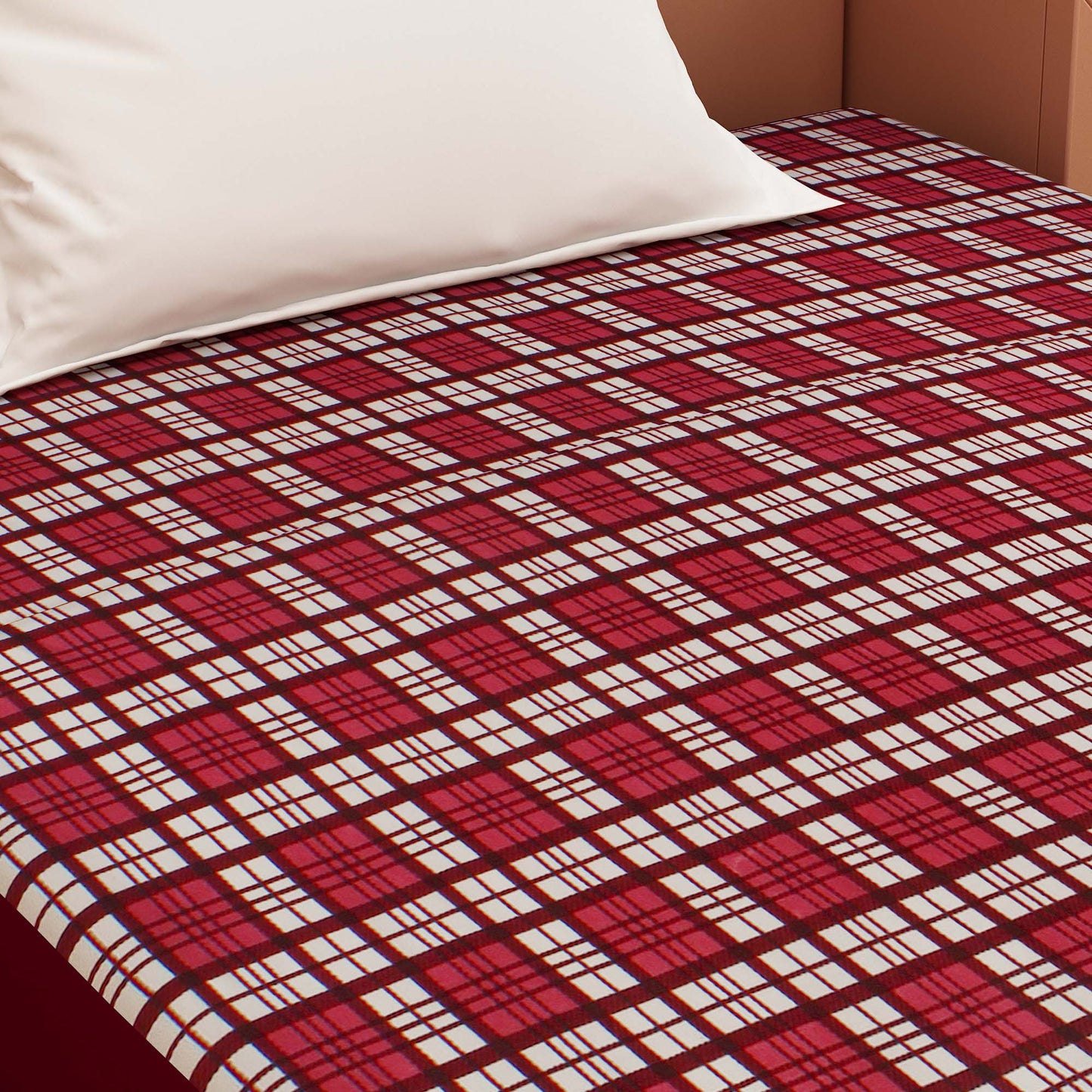 Waterproof Mattress Protector with 360 Degree Elastic Strap, Luxury Terry Printed (Maroon, Available in 16 Sizes)