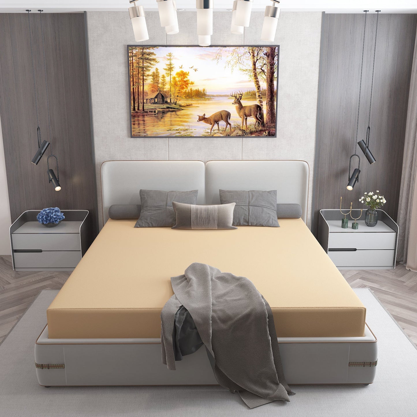 Waterproof Mattress Protector with 360 Degree Elastic Strap, Cotts Wonder Lycra (Beige, Available in 16 Sizes)