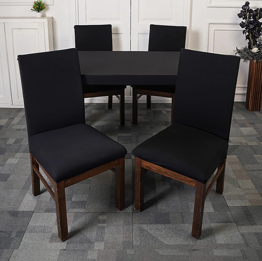 Black Chair Table Covers - Dustproof, Stain-Free, Machine Washable & Water Resistant