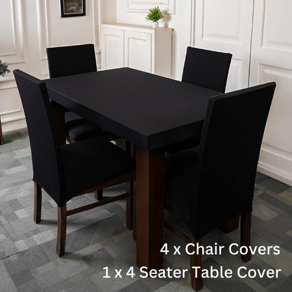 Black Chair Table Covers - Dustproof, Stain-Free, Machine Washable & Water Resistant