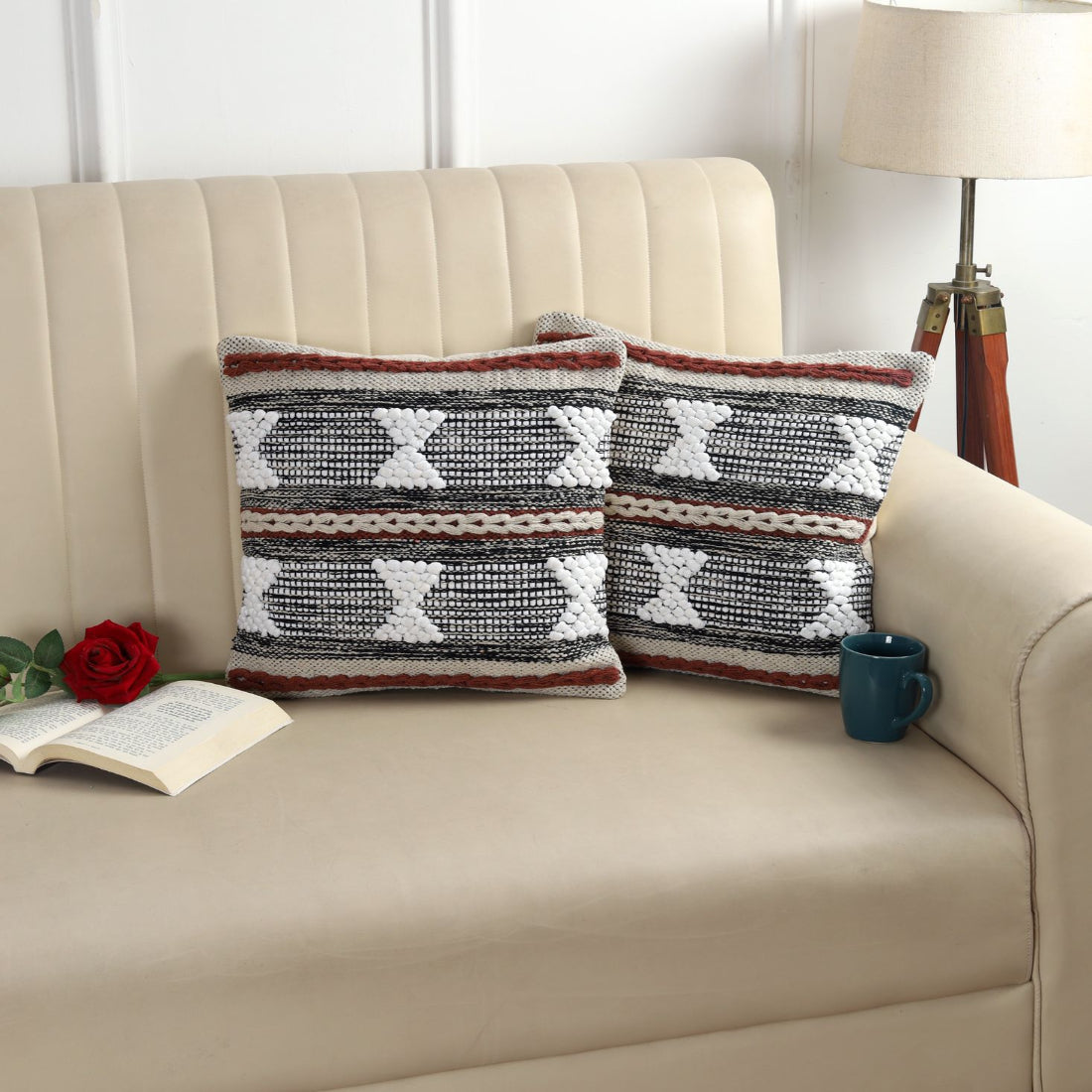 Bohemian Decor Hand Crafted Throw Cushion Covers 16”x 16”
