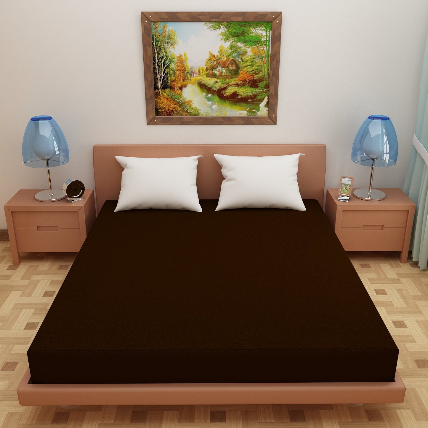 Waterproof Mattress Protector with 360 Degree Elastic Strap, Luxury Terry (Coffee, Available in 16 Sizes)
