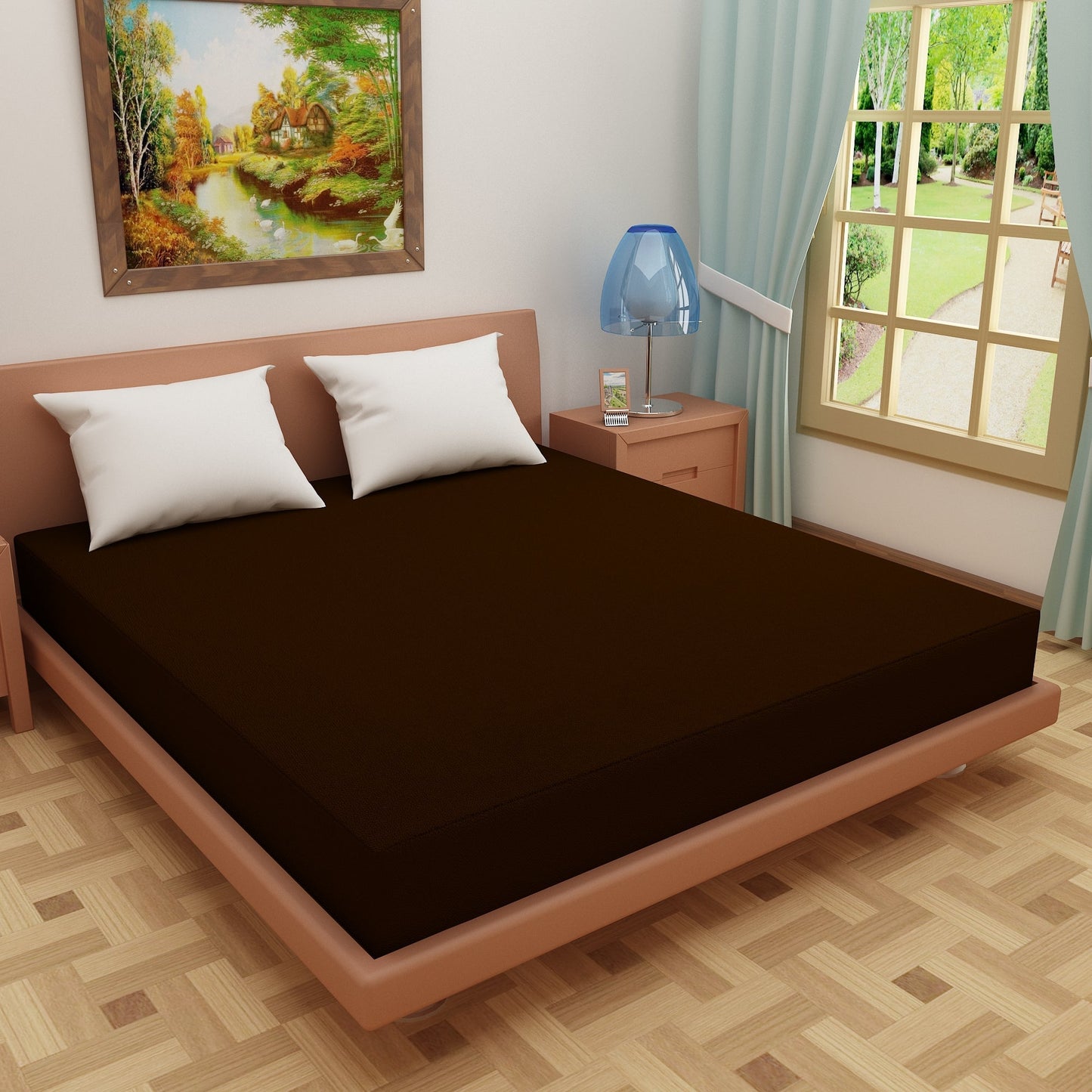 Waterproof Mattress Protector with 360 Degree Elastic Strap, Luxury Terry (Coffee, Available in 16 Sizes)