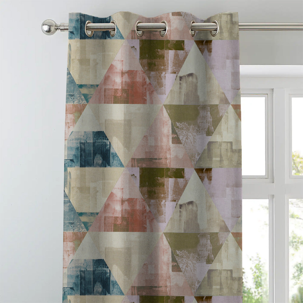 Elegant Geometric Print Matt Finish Room Darkening Curtain Set of 2 - MTDS145B