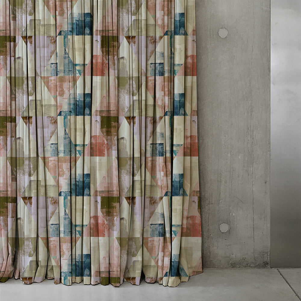 Elegant Geometric Print Matt Finish Room Darkening Curtain Set of 2 - MTDS145B