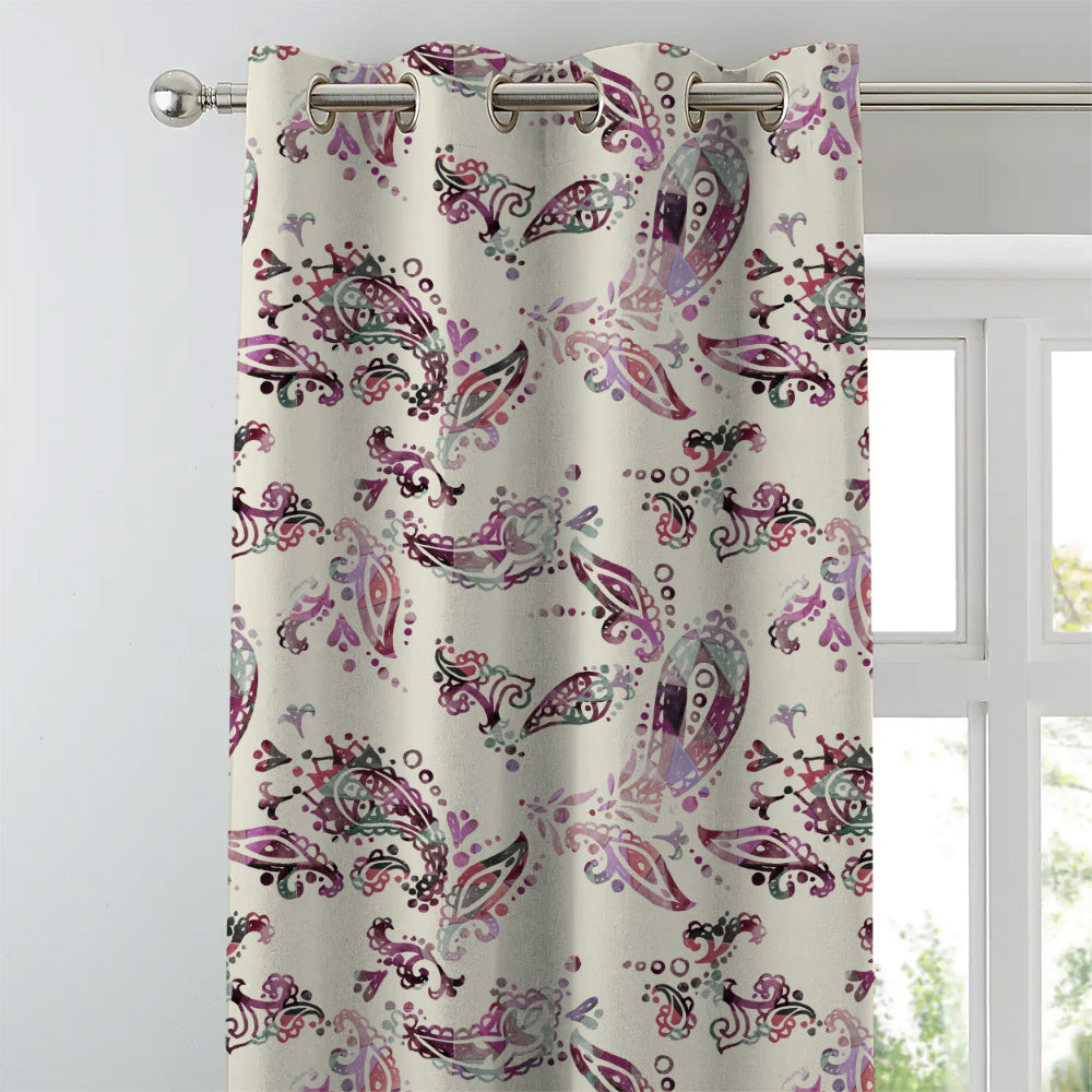 Elegant Floral Print Matt Finish Room Darkening Curtain Set of 2 - MTDS18D