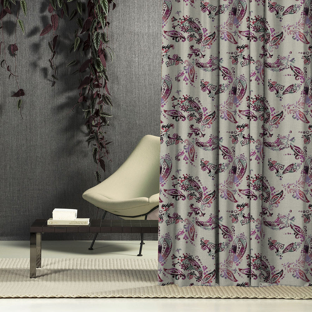 Elegant Floral Print Matt Finish Room Darkening Curtain Set of 2 - MTDS18D