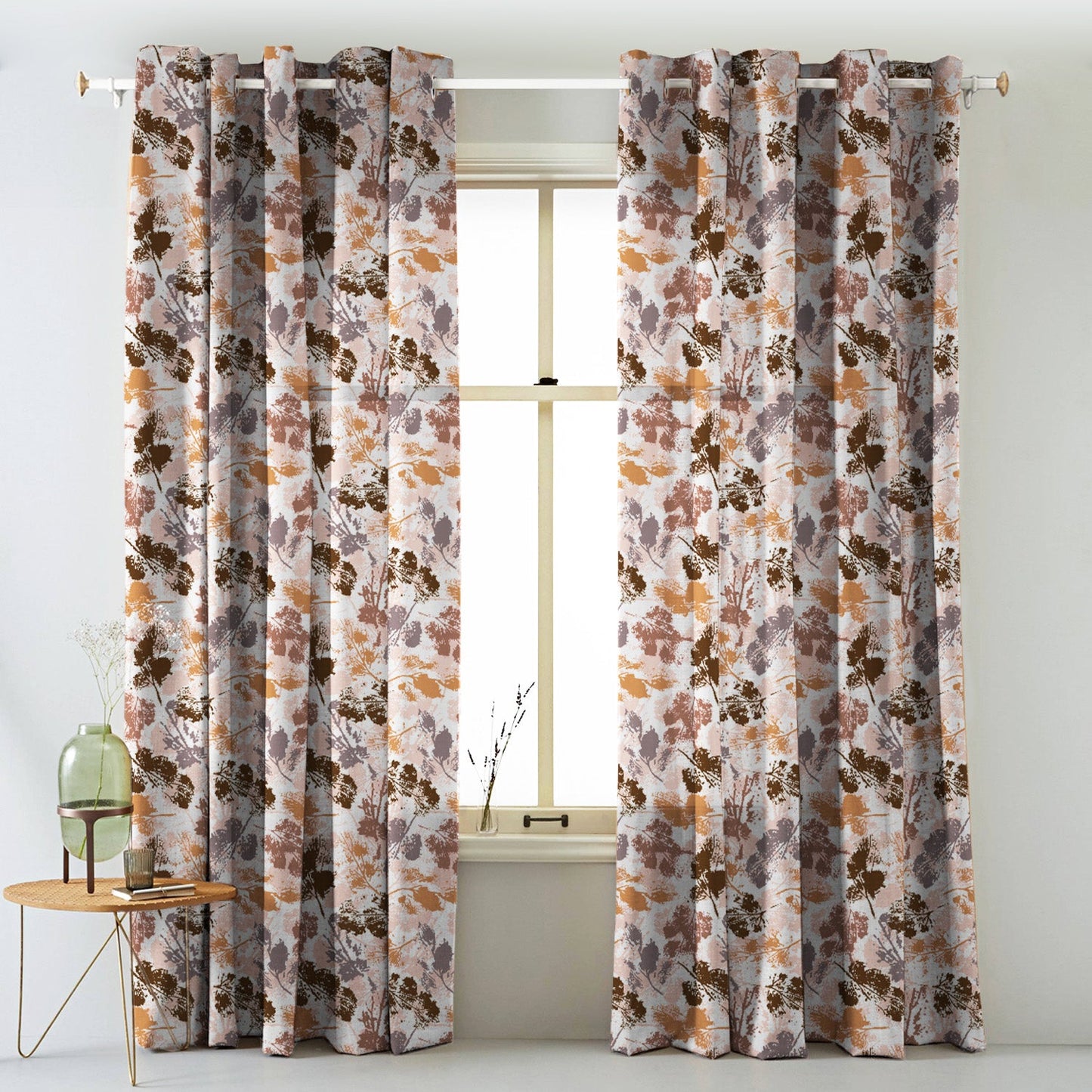 Elegant Abstract Print Matt Finish Room Darkening Curtain Set of 2 - MTDS271C