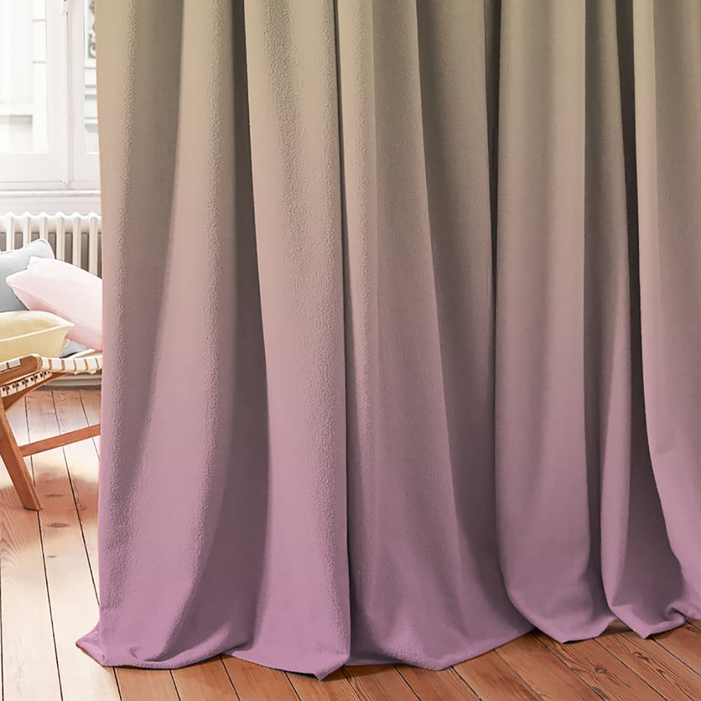 Elegant Floral & Ombre Print Combination Room Darkening Curtains - Set Of 4 Door Curtain (427BOFC12) - Pink & Beige