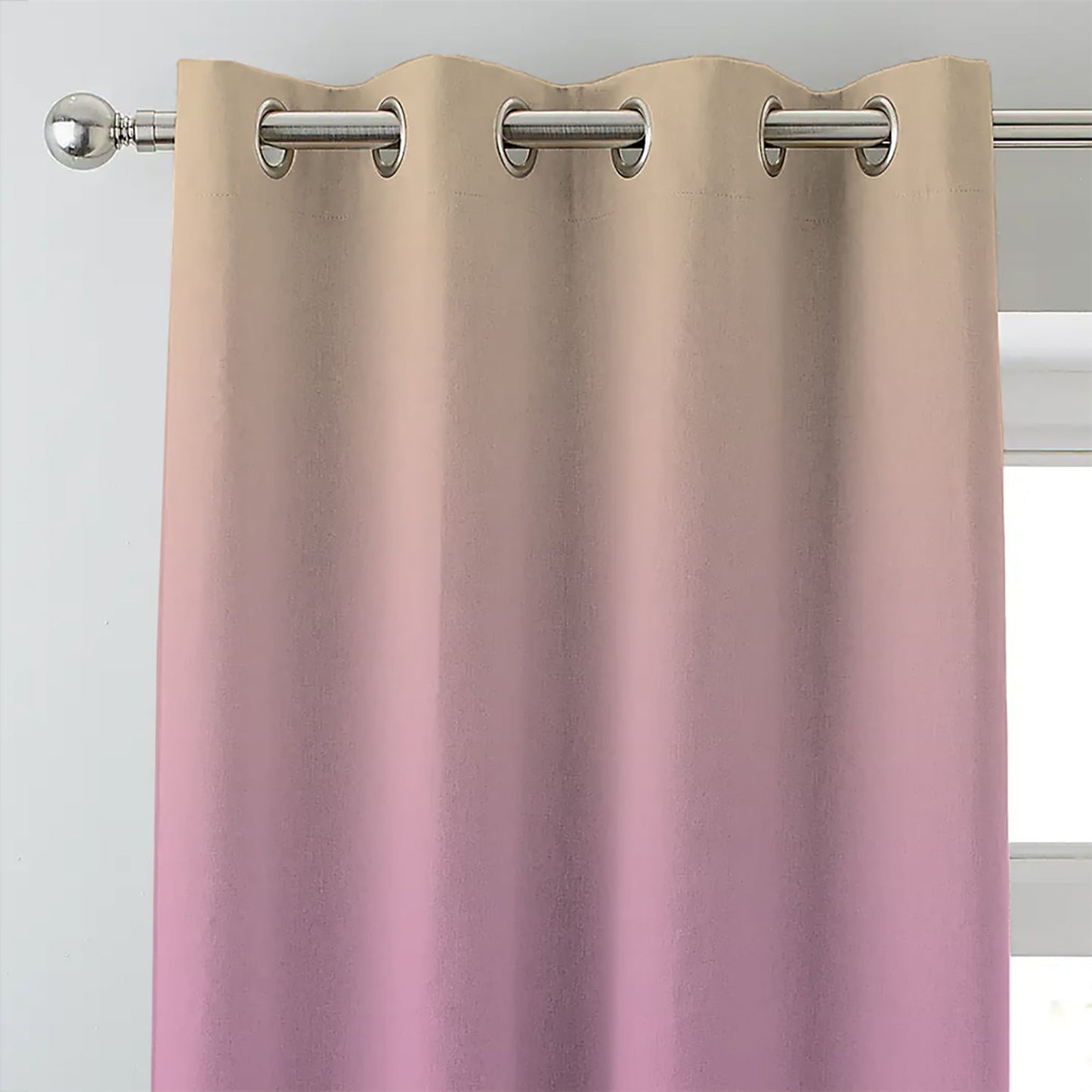 Elegant Floral & Ombre Print Combination Room Darkening Curtains - Set Of 4 Door Curtain (427BOFC12) - Pink & Beige