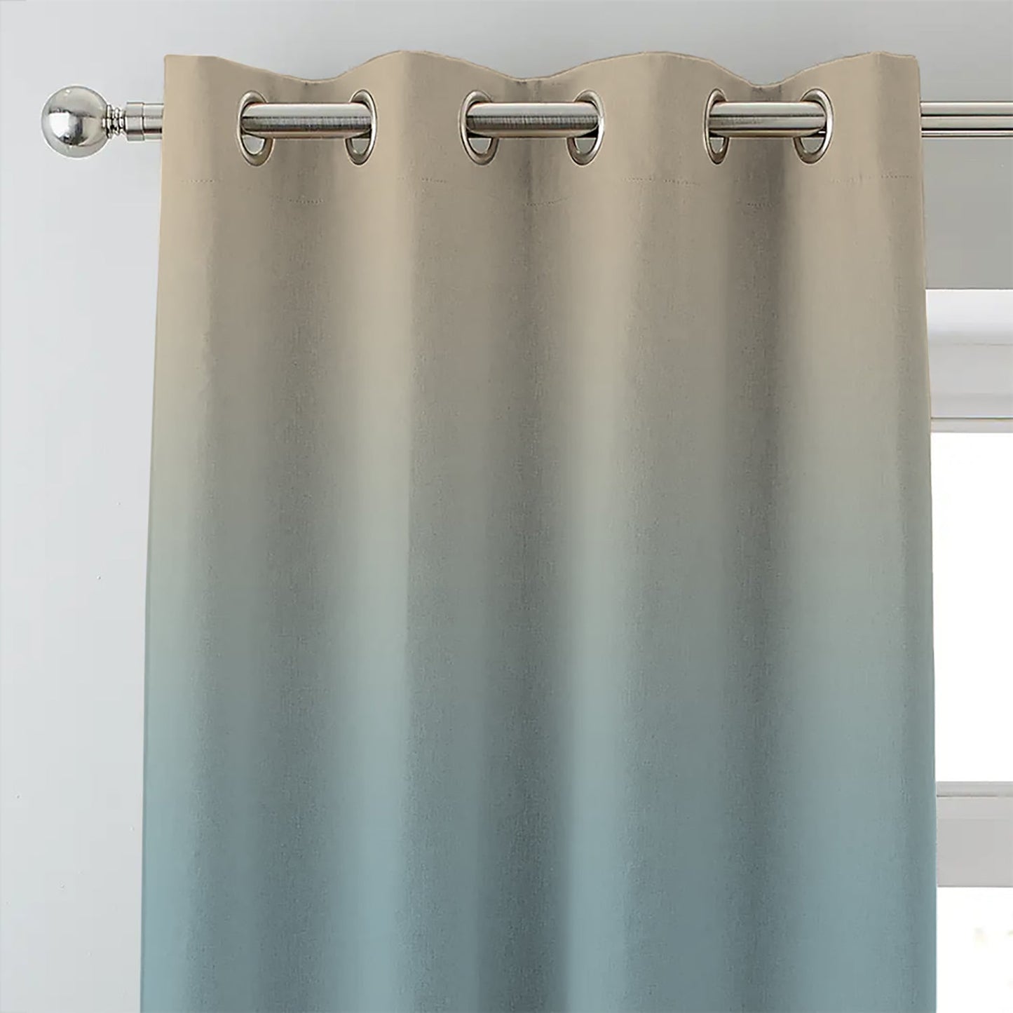 Elegant Floral & Ombre Print Combination Room Darkening Curtains - Set Of 4 Door Curtain (467AFRDM1) - Teal & Nude