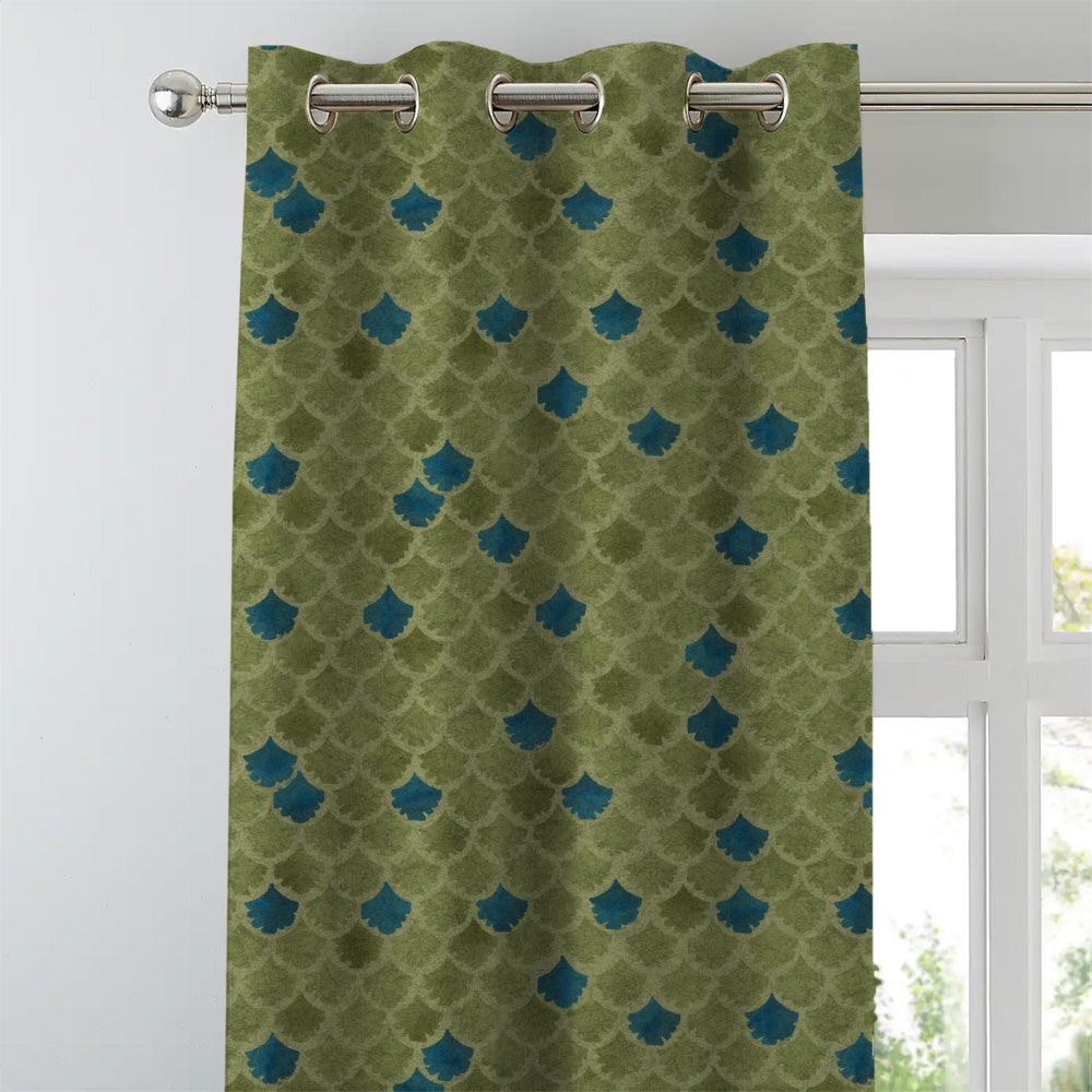 Elegant Geometric Print Matt Finish Room Darkening Curtain Set of 2 - MTDS497D