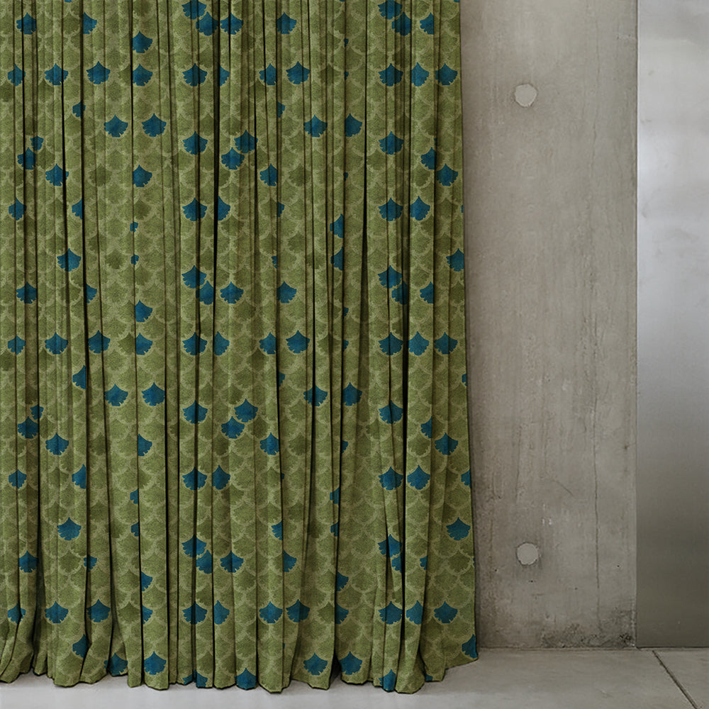 Elegant Geometric Print Matt Finish Room Darkening Curtain Set of 2 - MTDS497D
