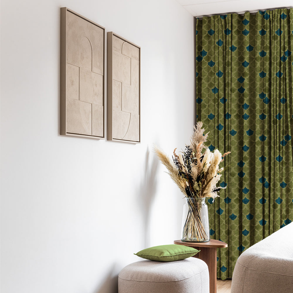 Elegant Geometric Print Matt Finish Room Darkening Curtain Set of 2 - MTDS497D