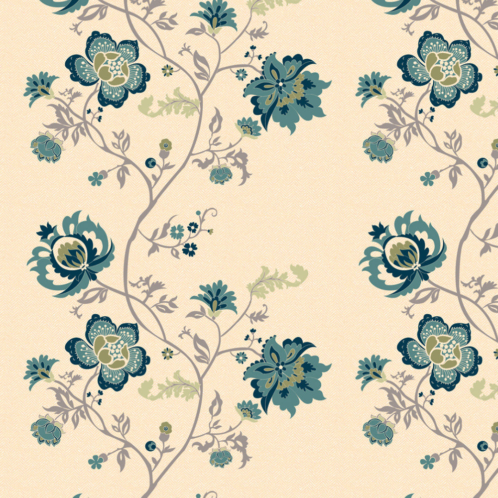 Elegant Floral Print Matt Finish Room Darkening Curtain Set Of 1pc - MTDS516D