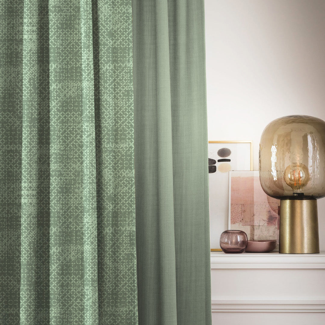 Elegant Abstract Print Matt Finish Room Darkening Curtain Set of 2 - MTDS522D