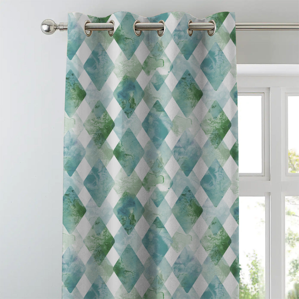 Elegant Geometric Print Matt Finish Room Darkening Curtain Set of 2 - MTDS58D