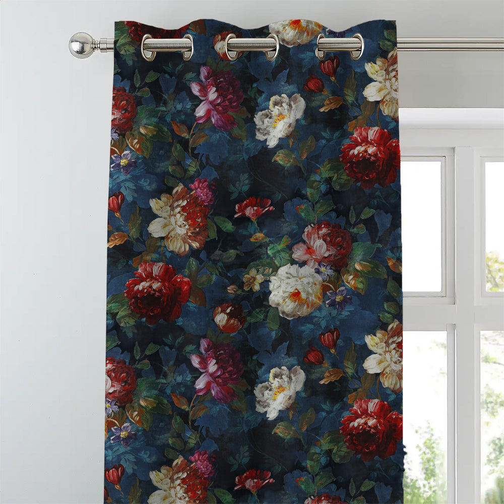Elegant Floral Print Room Darkening Curtains- Set of 2 -DS 473A
