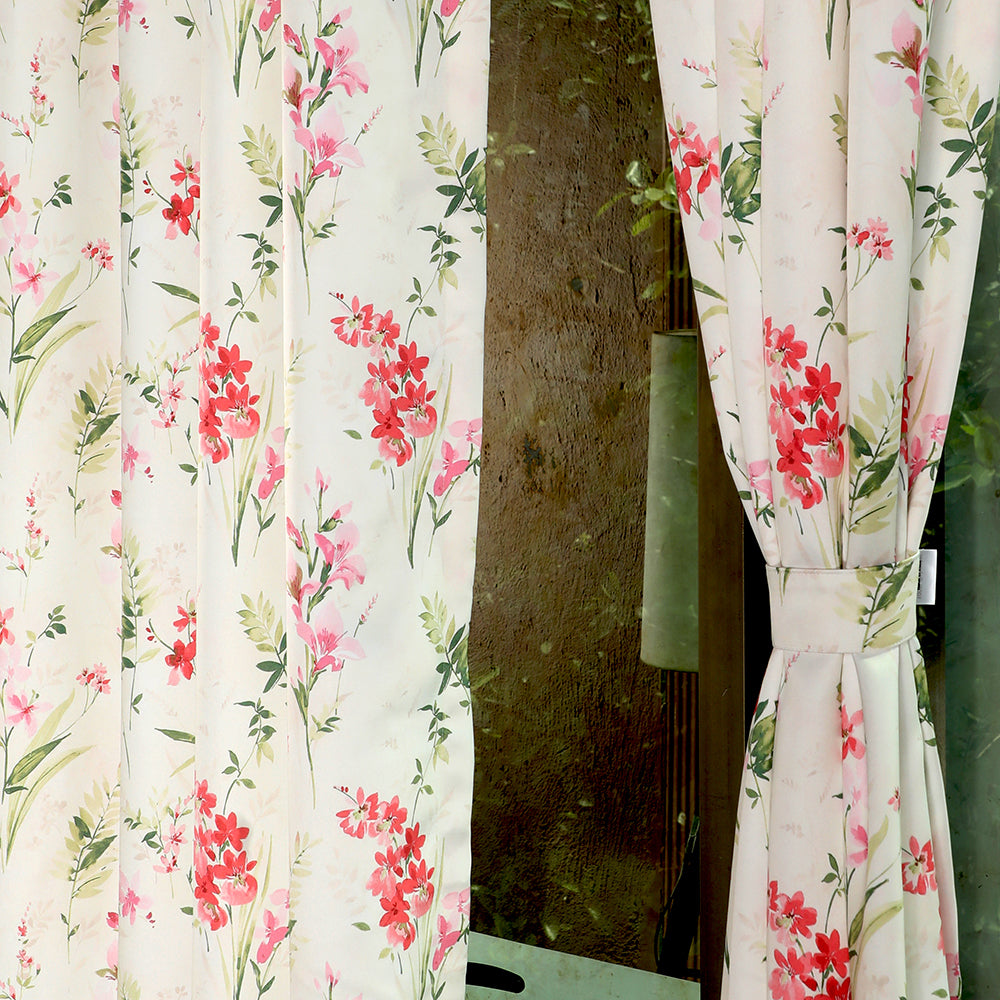 Elegant Floral Print Room Darkening Curtains Set of 2 DS260A