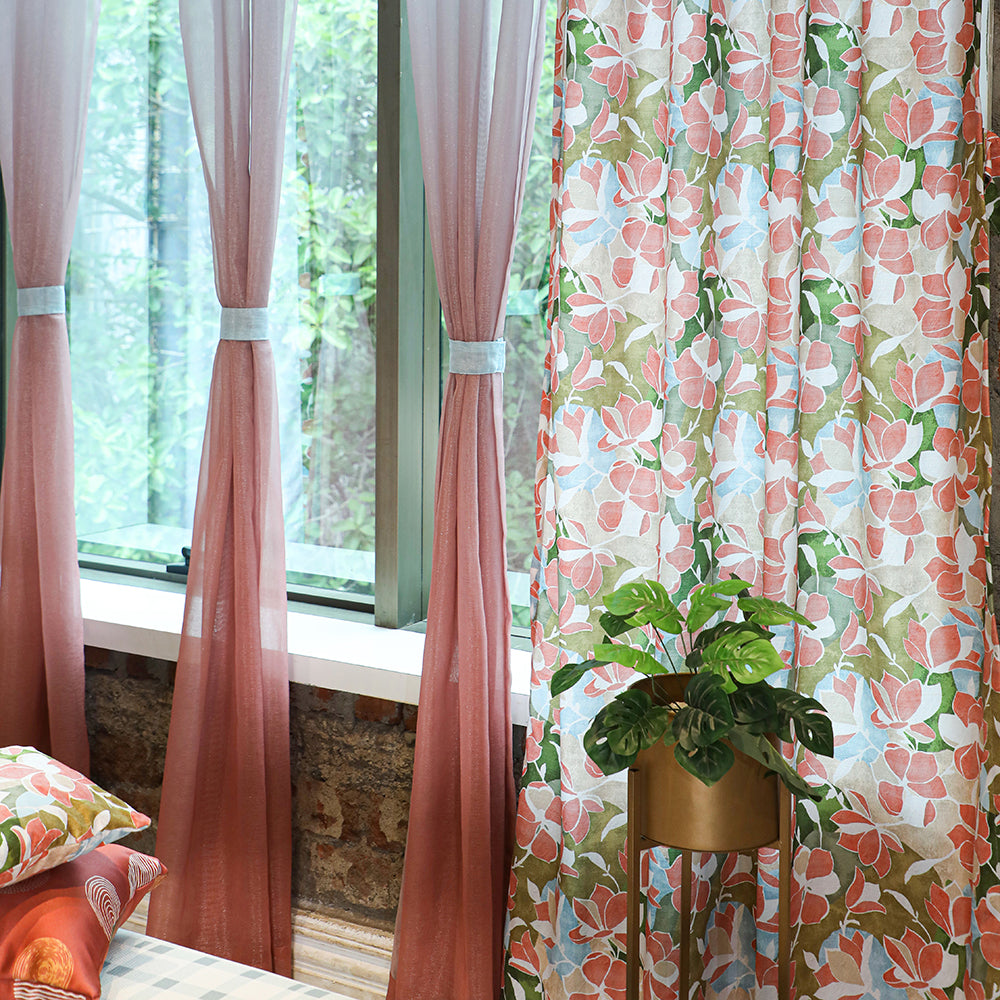 Digital Boho Printed Twill Textured Room Darkening Curtains Set Of 2 - DS531A