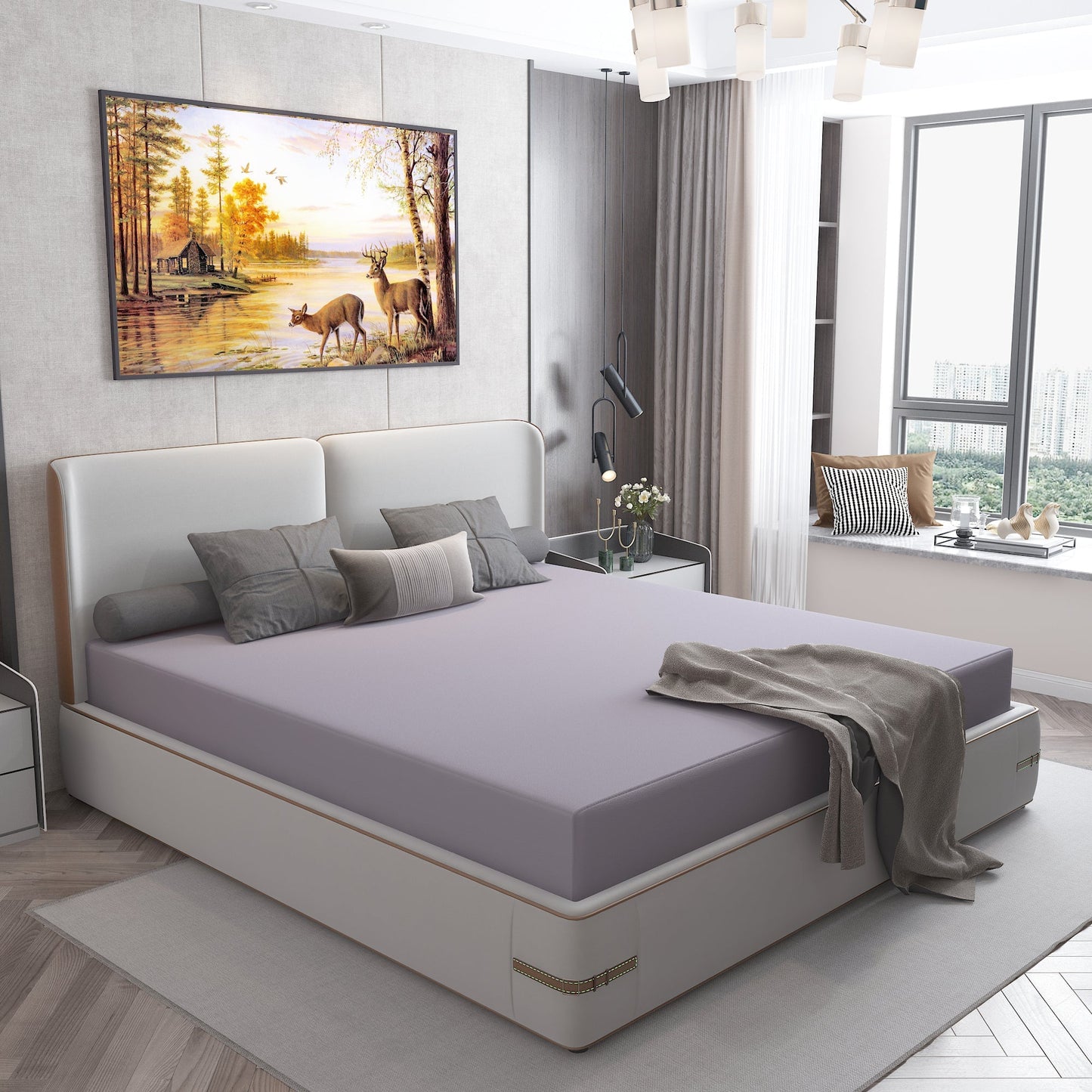 Waterproof Mattress Protector with 360 Degree Elastic Strap, Cotts Wonder Lycra (Grey, Available in 16 Sizes)