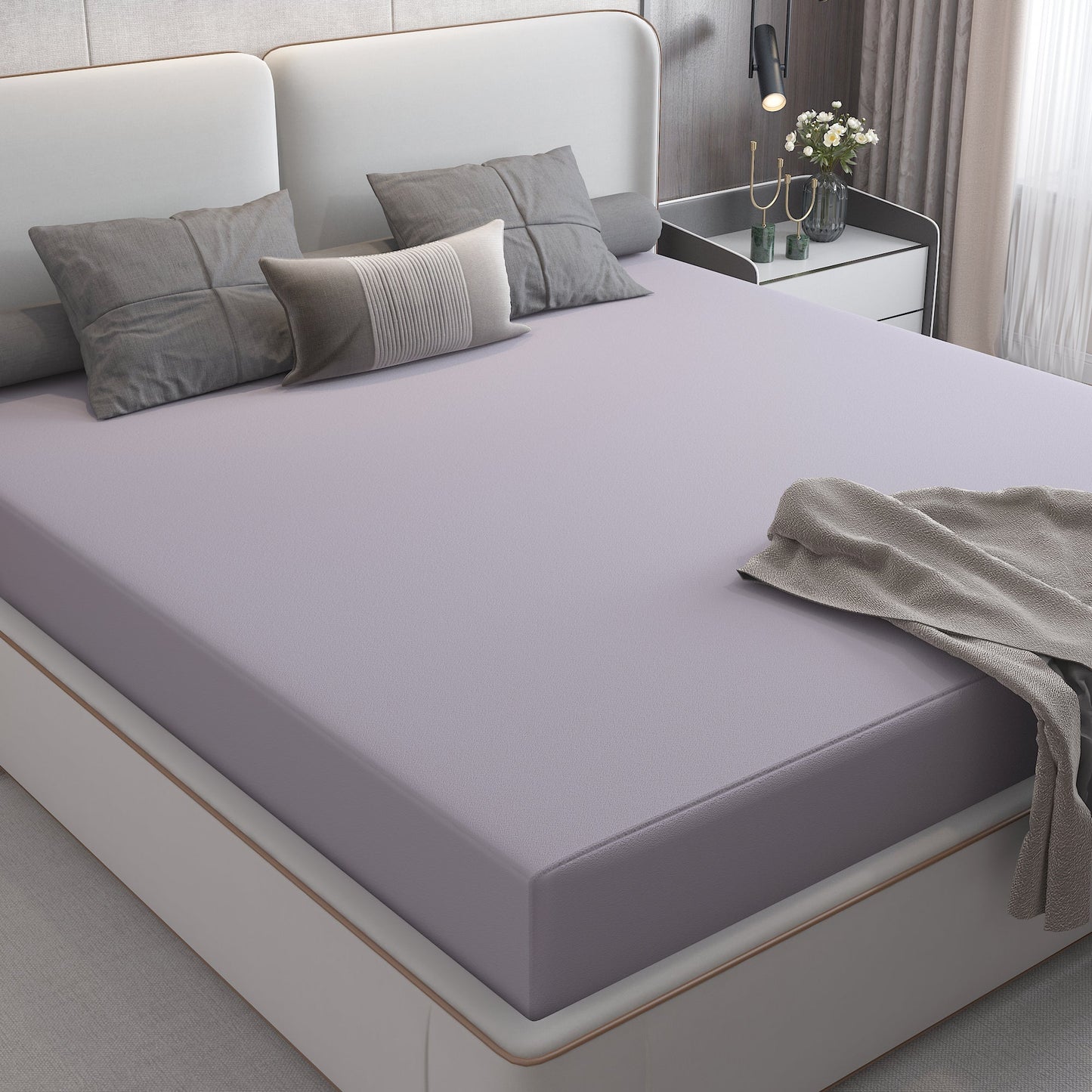 Waterproof Mattress Protector with 360 Degree Elastic Strap, Cotts Wonder Lycra (Grey, Available in 16 Sizes)