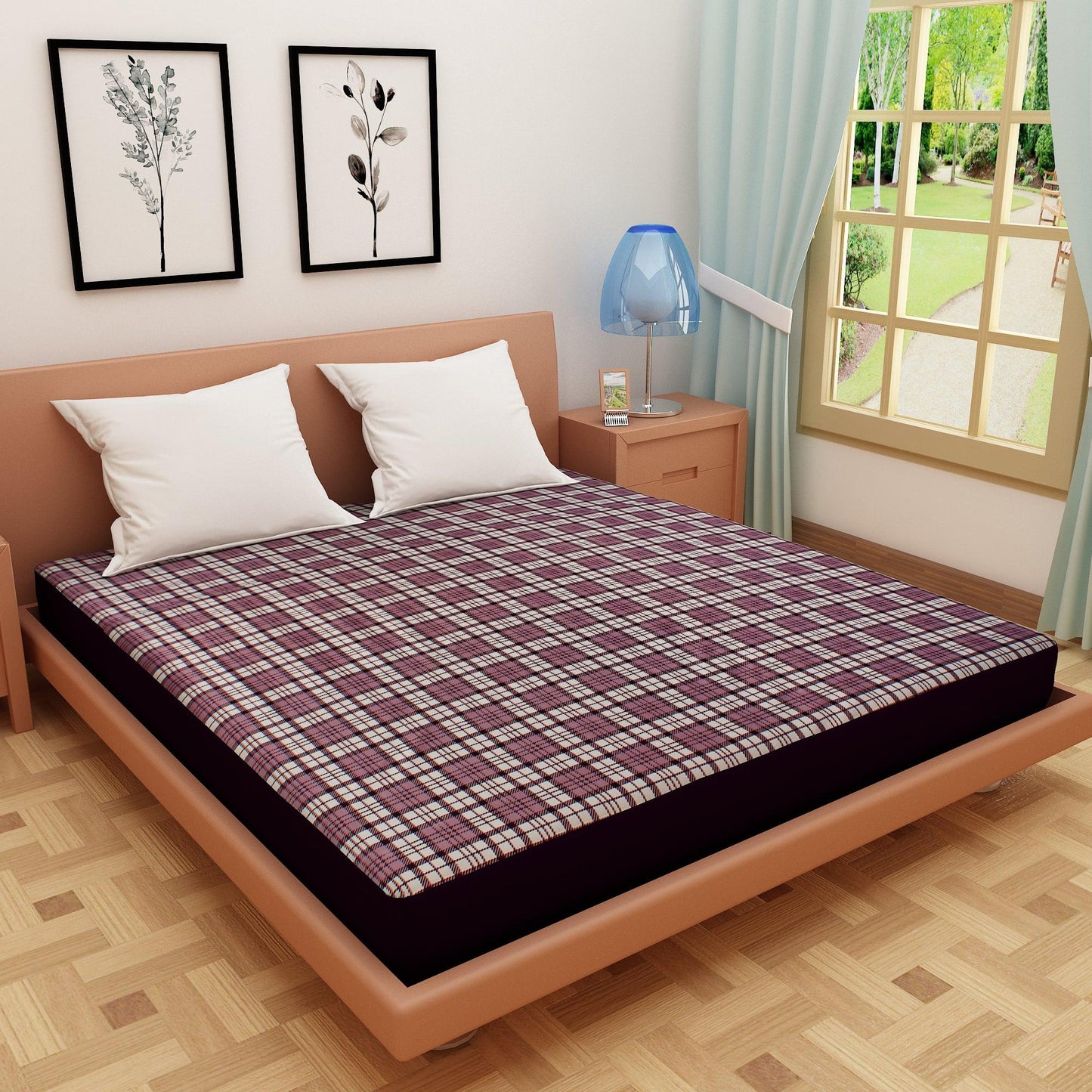 Waterproof Mattress Protector with 360 Degree Elastic Strap, Luxury Terry Printed (Grey, Available in 16 Sizes)