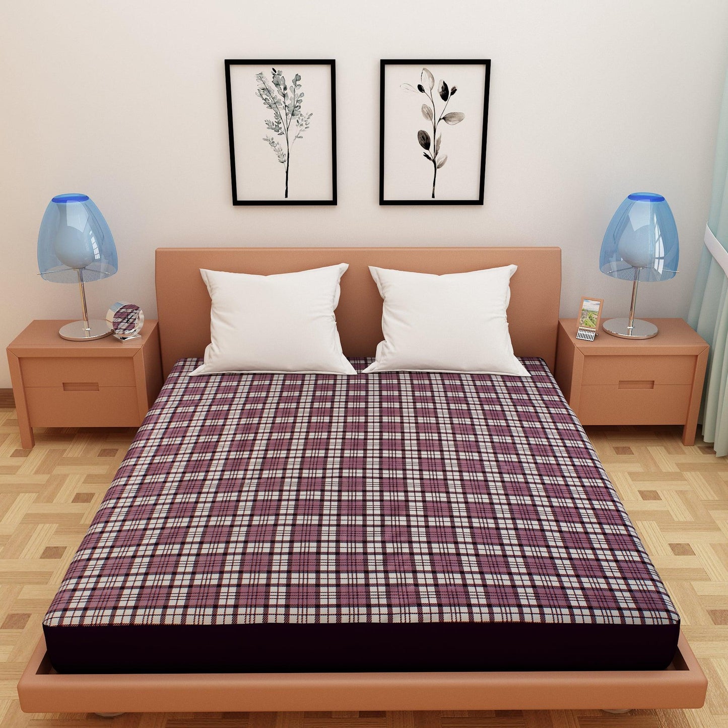 Waterproof Mattress Protector with 360 Degree Elastic Strap, Luxury Terry Printed (Grey, Available in 16 Sizes)