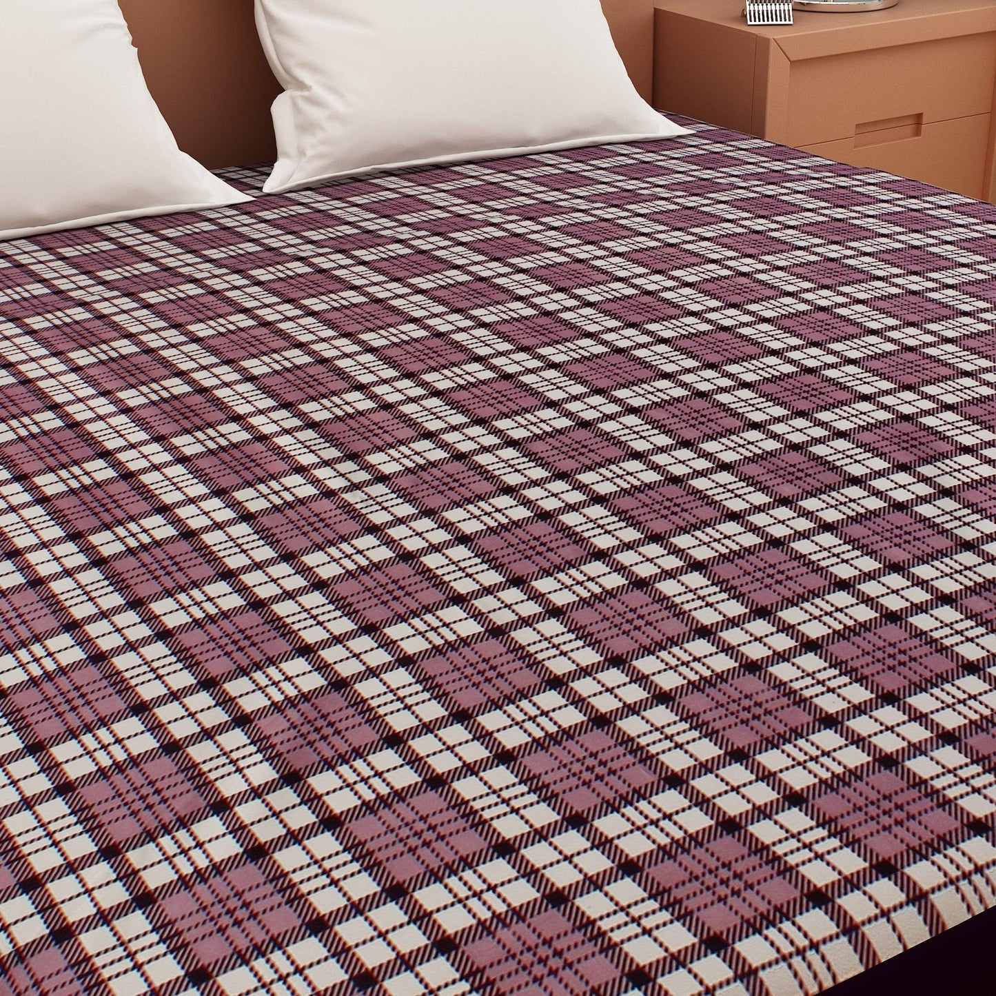 Waterproof Mattress Protector with 360 Degree Elastic Strap, Luxury Terry Printed (Grey, Available in 16 Sizes)