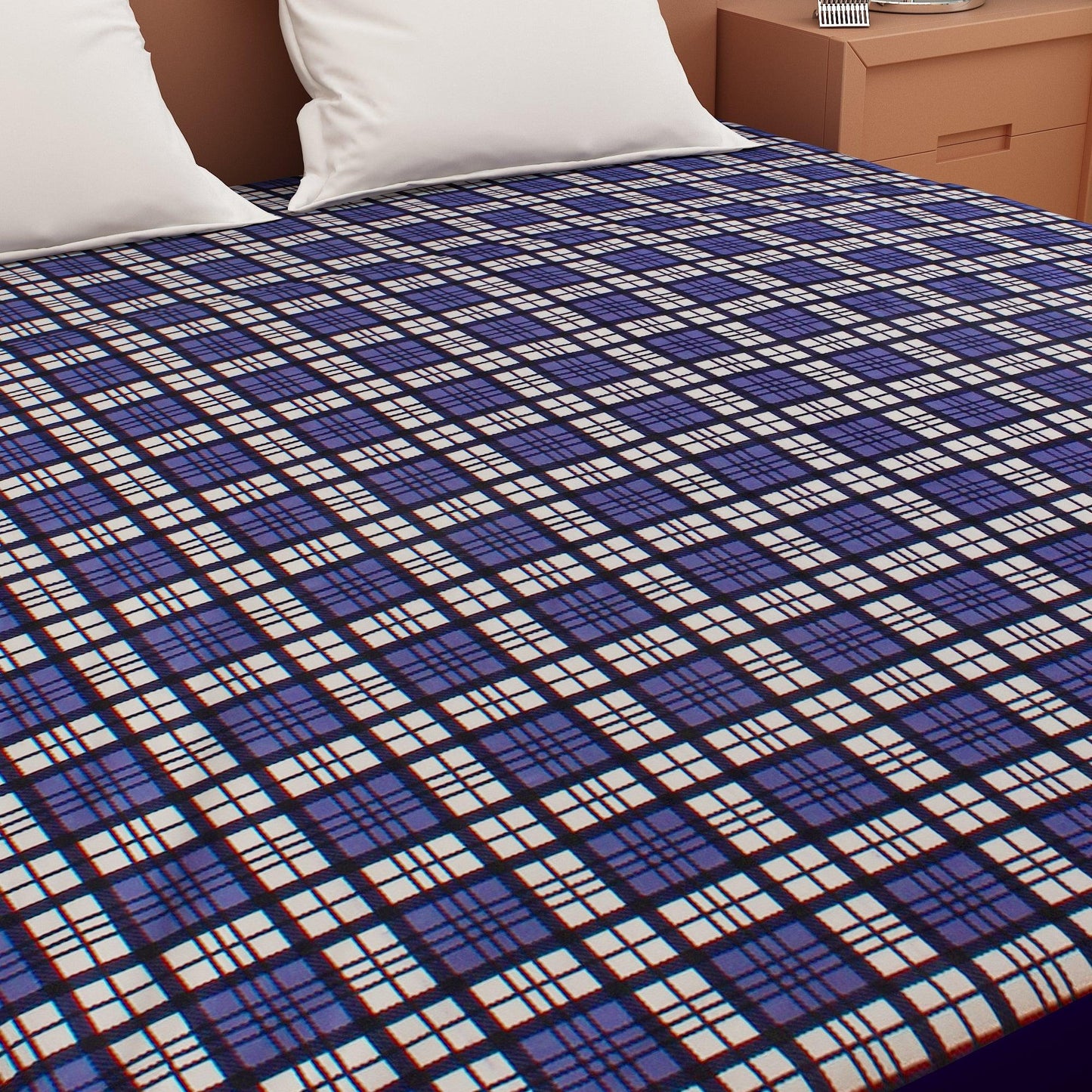 Waterproof Mattress Protector with 360 Degree Elastic Strap, Luxury Terry Printed (Blue, Available in 16 Sizes)
