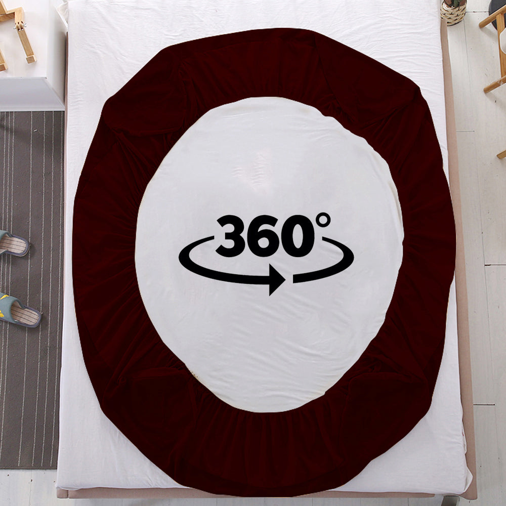 Waterproof Mattress Protector with 360 Degree Elastic Strap, Cotts Wonder Lycra (Maroon, Available in 16 Sizes)
