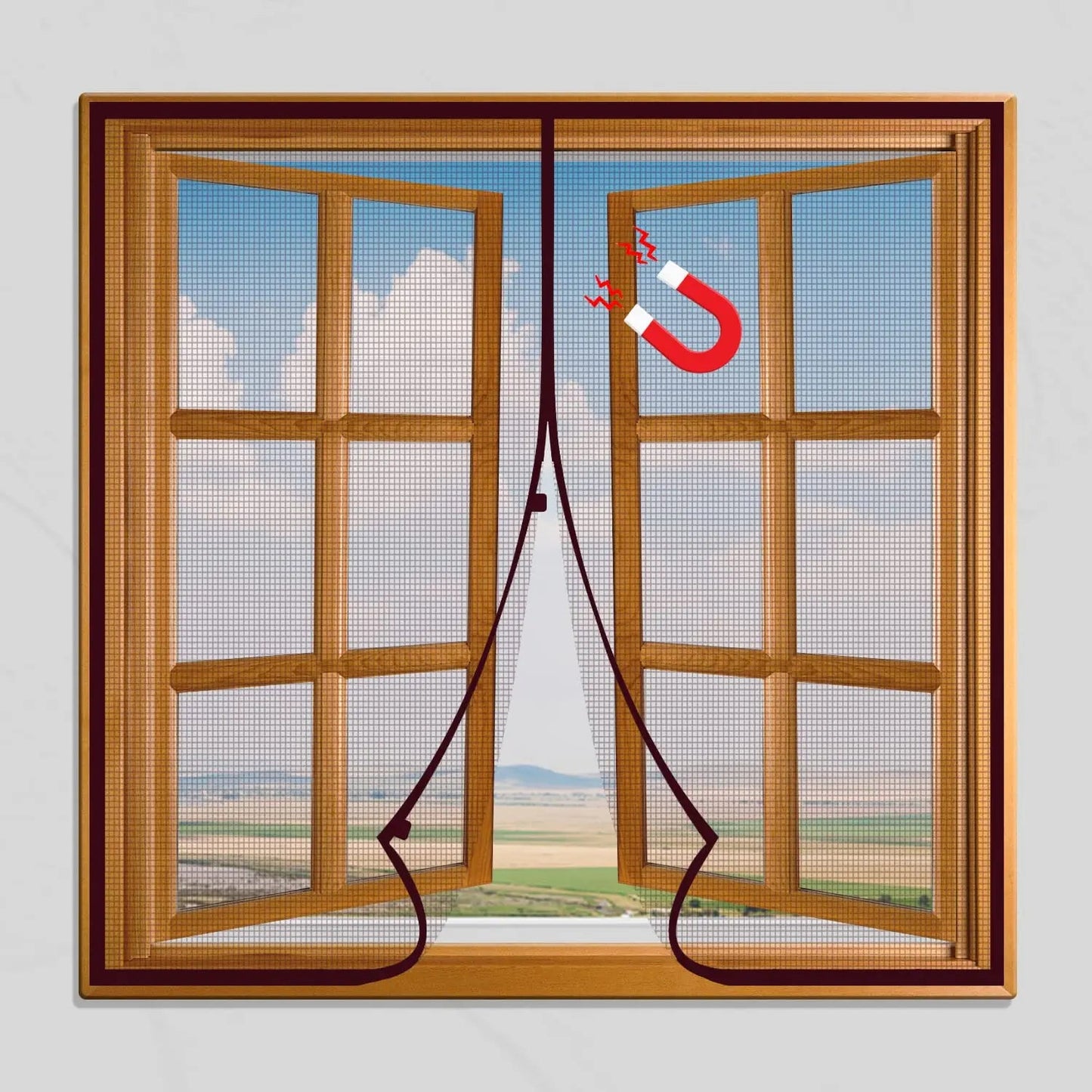 Magnetic Window Mosquito Net Curtain (Ultra Premium Edition) - Brown