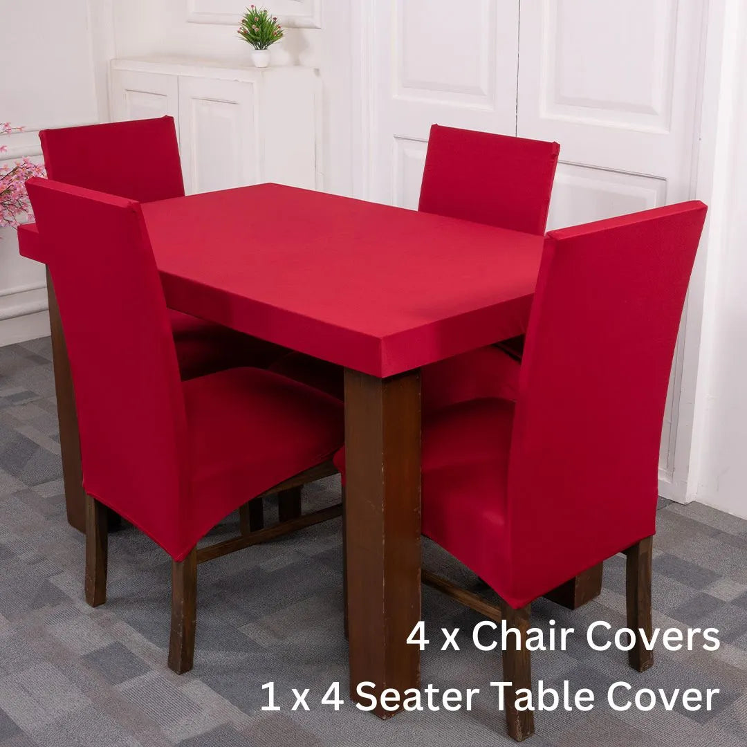 Maroon Solid Elastic Chairs Table Covers