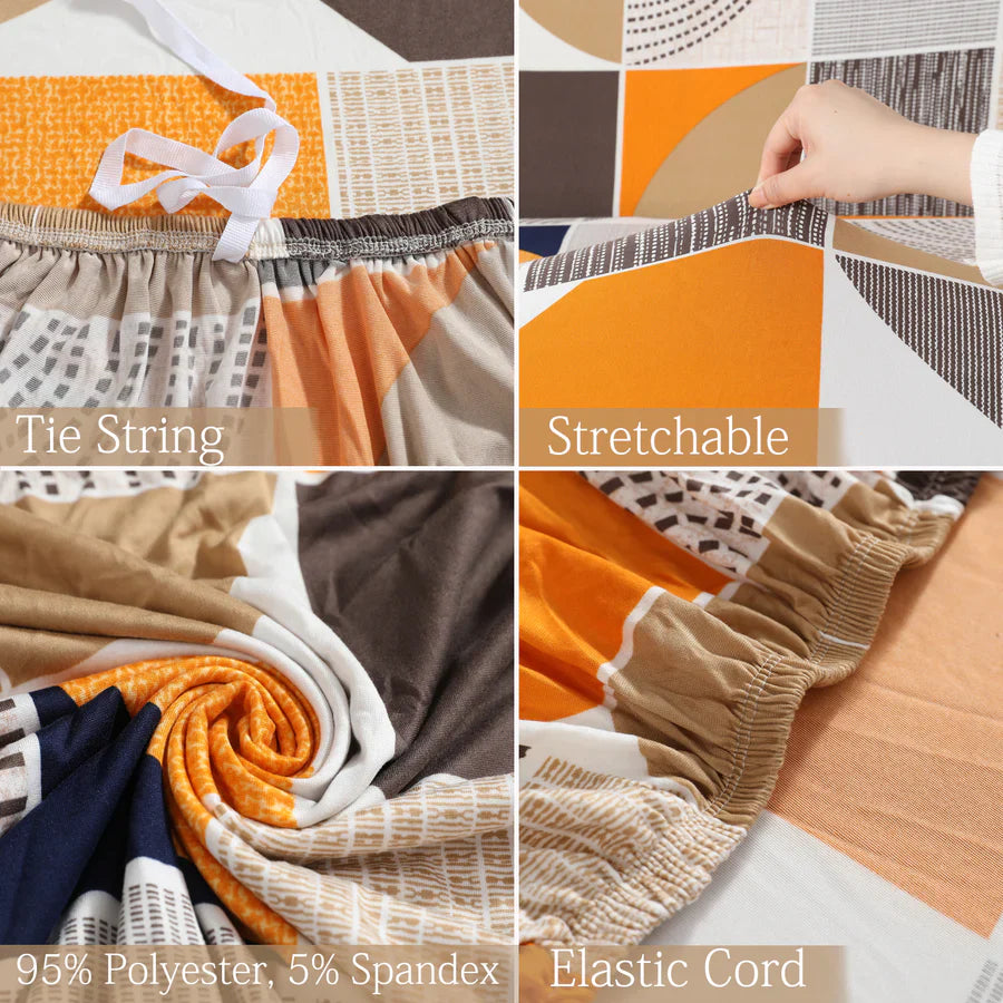 ORANGE SQUARE ABSTRACT-Luxury Quality Strechable & Dust-proof Sofa Cover