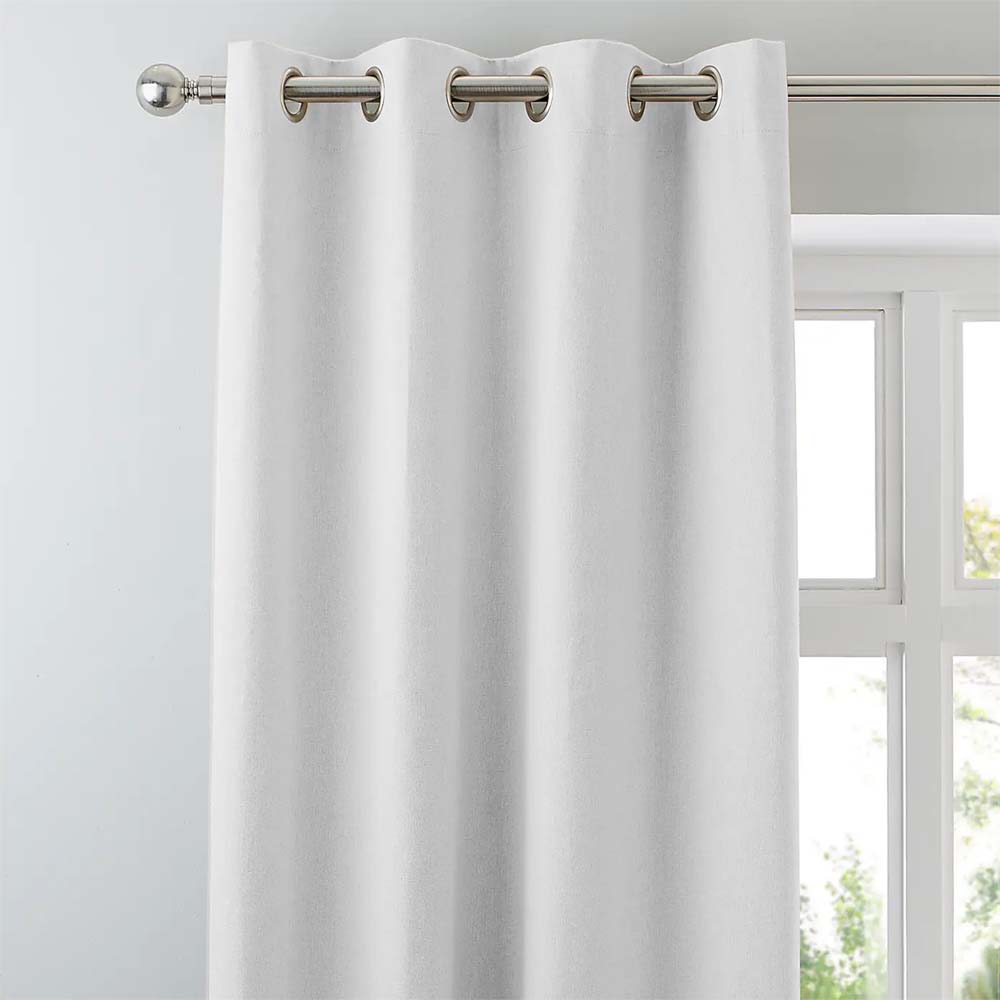 Plain White Heavy Satin Room Darkening Curtains Set Of 2 - (PLWHT)