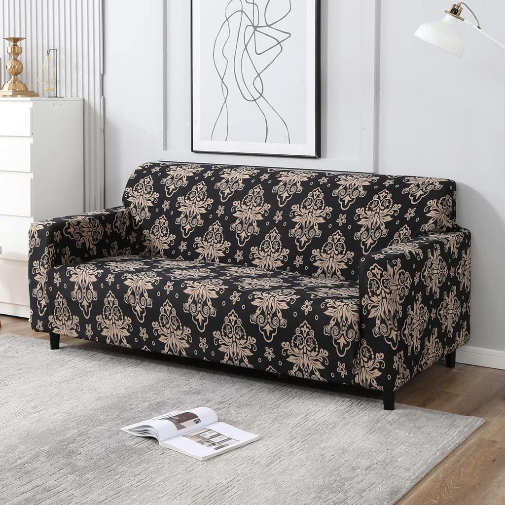 Buy washable sofa covers online in Dombivli & across India – available for 3-seater, 5-seater & L-shape sofas in multiple colors like grey, blue, beige, brown & floral prints – Super Furnishing