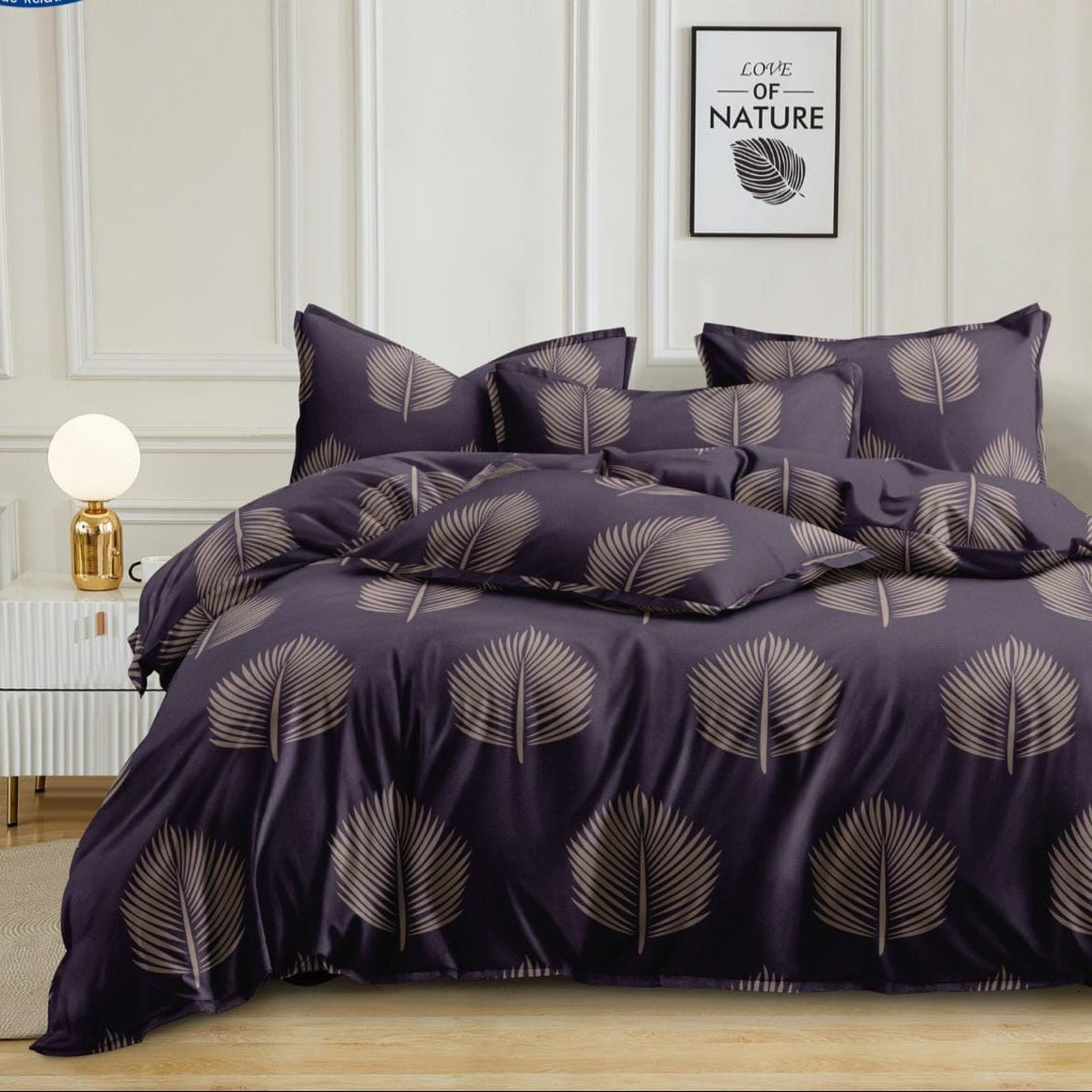 Purple Rhomboid 210 TC Cotton Blend Flat King Bedsheet