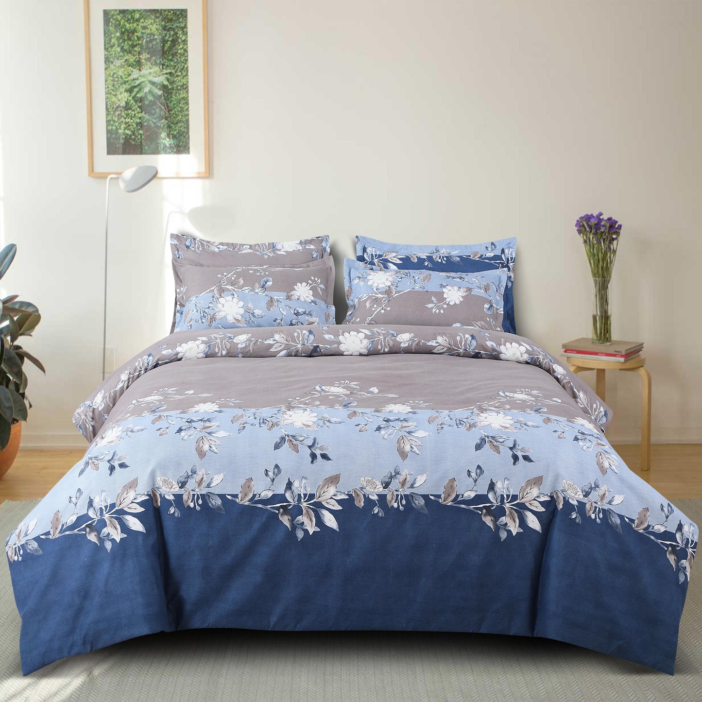 Grey Pastel 210 TC Cotton Blend Flat King Bedsheet