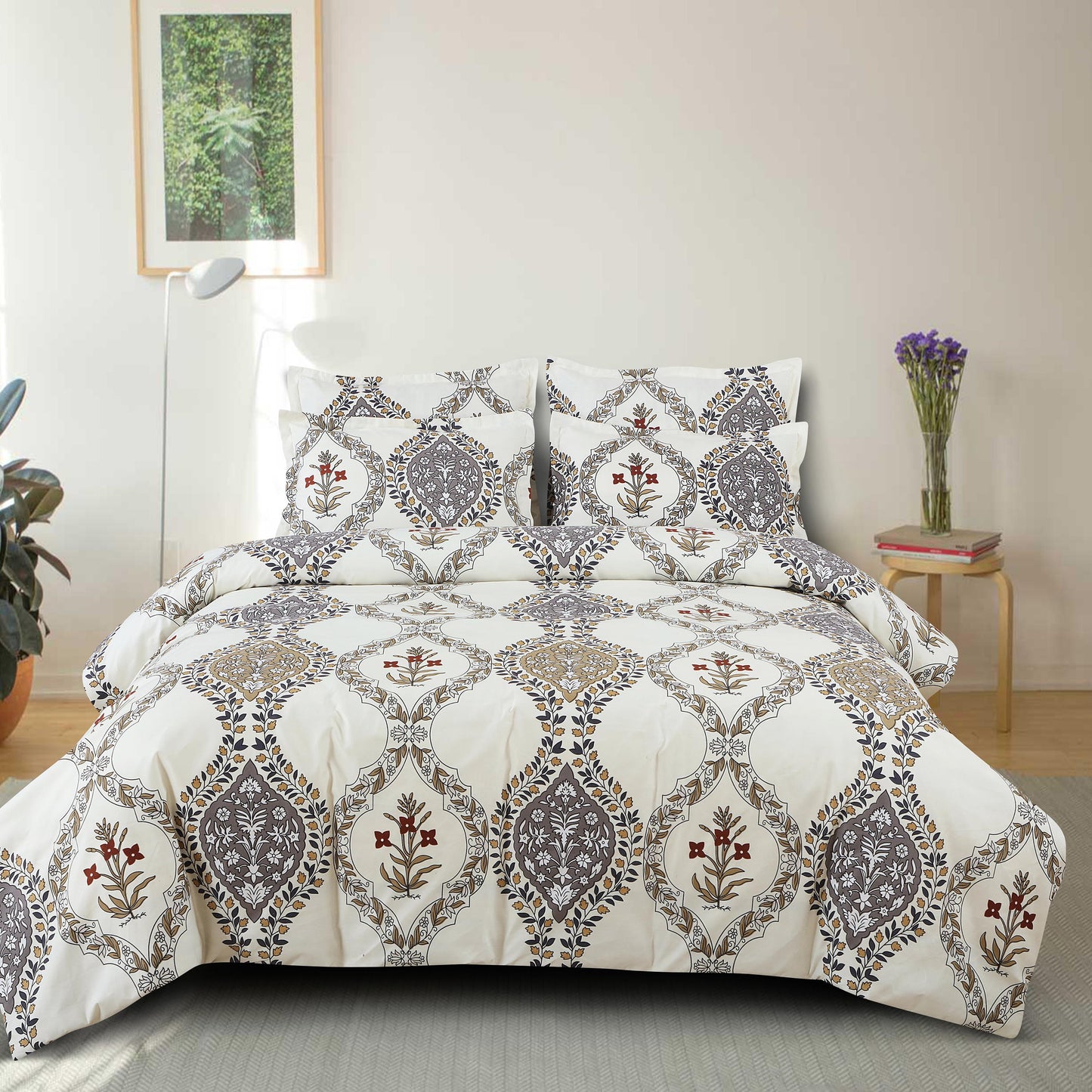 Breezy Strokes 210 TC Cotton Blend Flat King Bedsheet