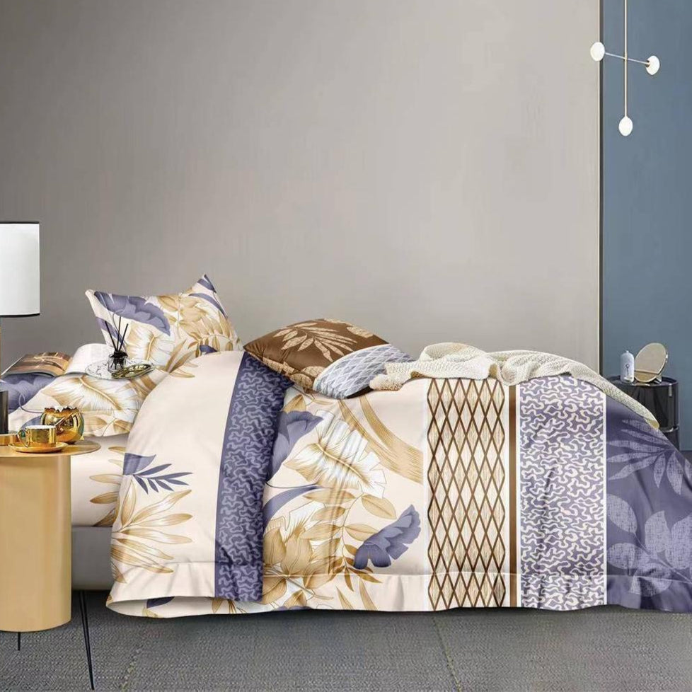 Floral Stripe 180 TC Cotton Blend Flat King Bedsheet