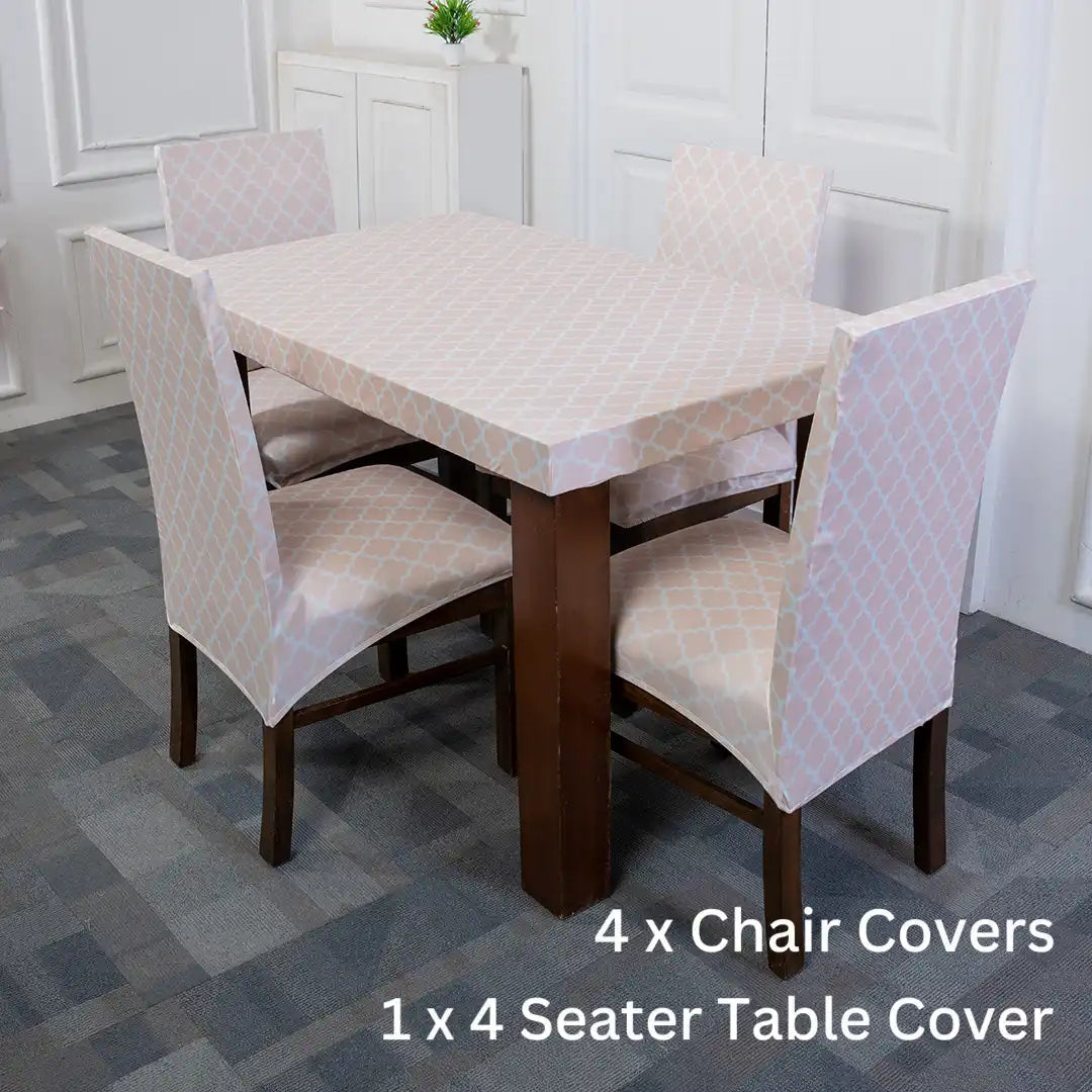Cream Diamond Chair Table Covers - Dustproof, Stain-Free, Machine Washable & Water Resistant
