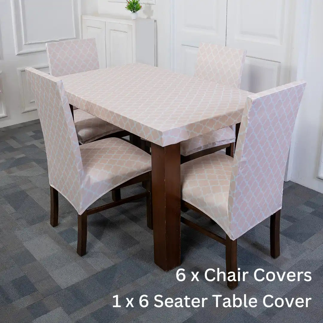Cream Diamond Chair Table Covers - Dustproof, Stain-Free, Machine Washable & Water Resistant