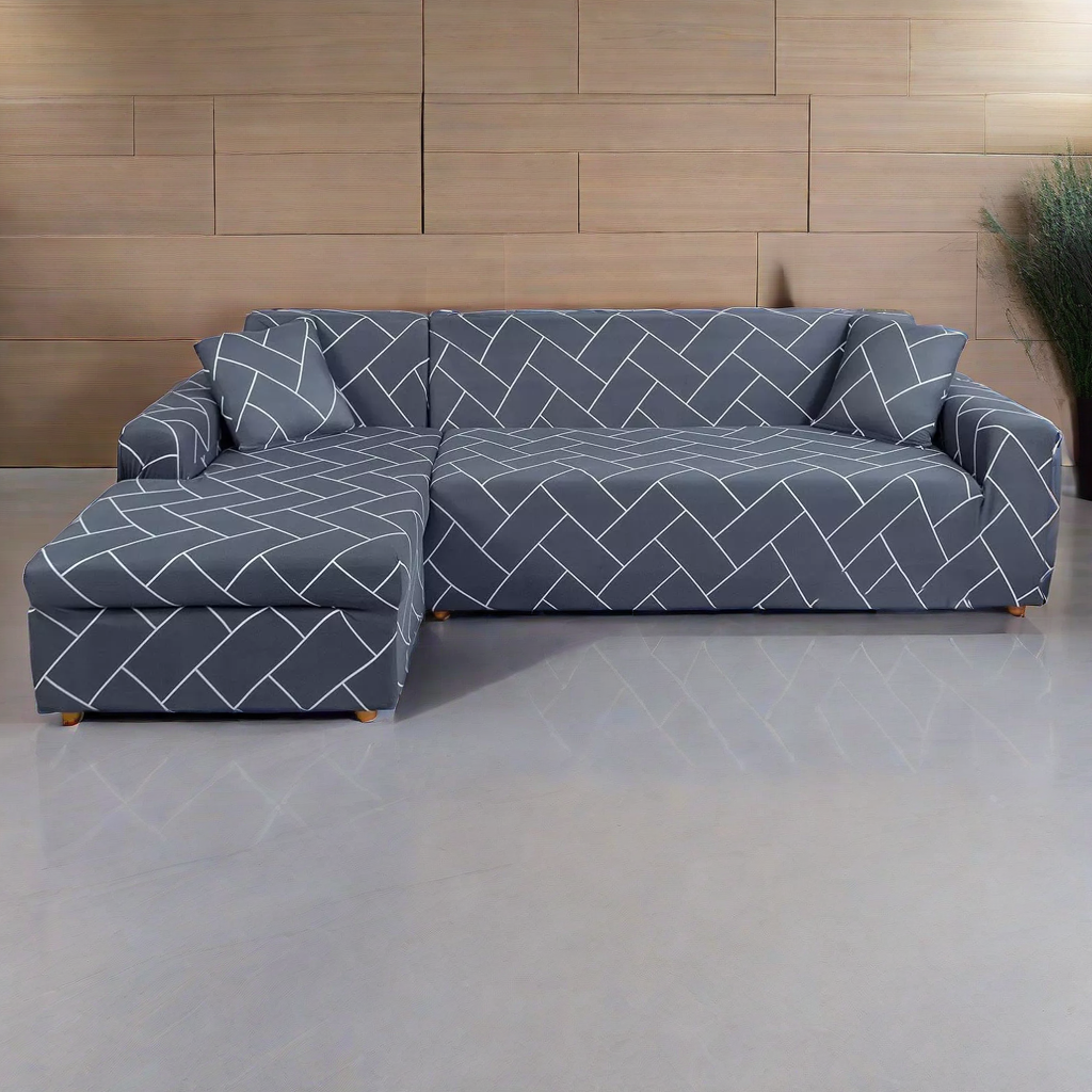 Hexa Grey L-Shape Sofa Cover - Stain Proof, Dust Proof, Super Strechable & Machine Washable