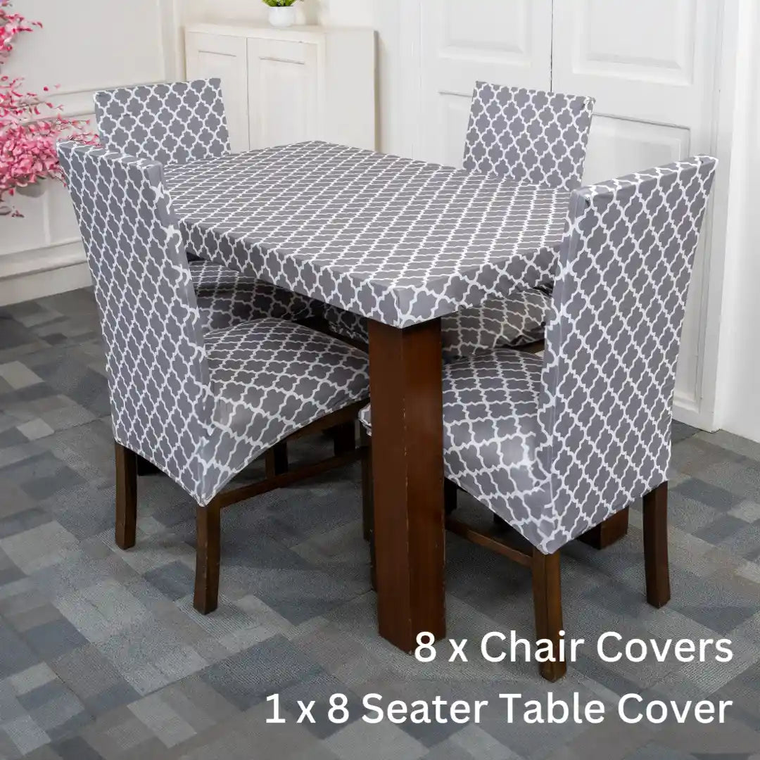 CoverHome - Grey Diamond Elastic Chairs Table Covers