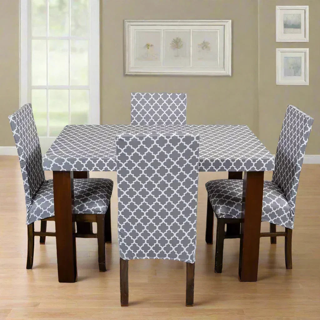 CoverHome - Grey Diamond Elastic Chairs Table Covers